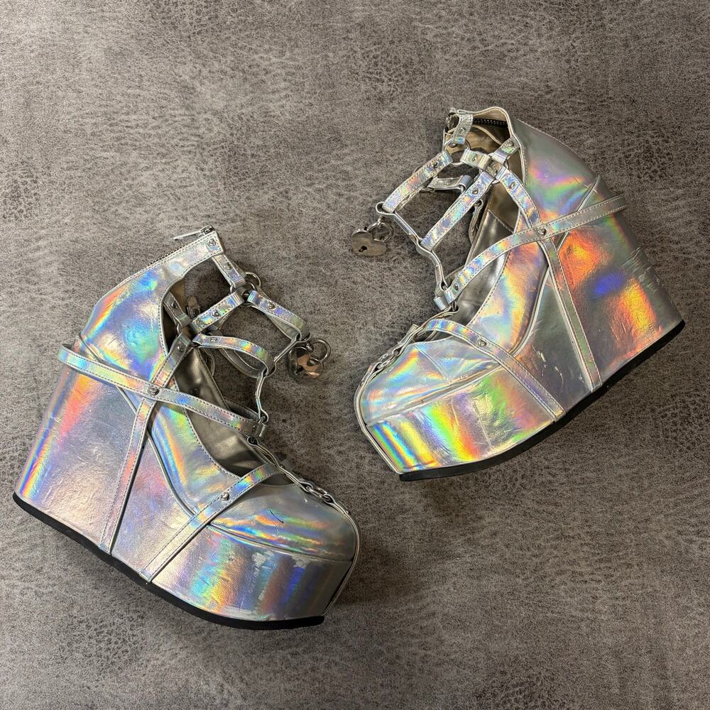 Demonia Holographic Poison Platform Shoes